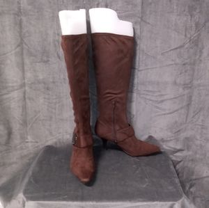 BCBGirls Brown Knee High Faux Suede Heeled Boots Size 9.5 EUC